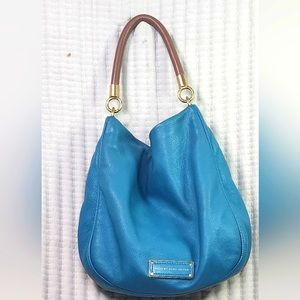 Marc Jacobs Too Hot To Handle Hobo Leather  HandBag Sky Blue P…